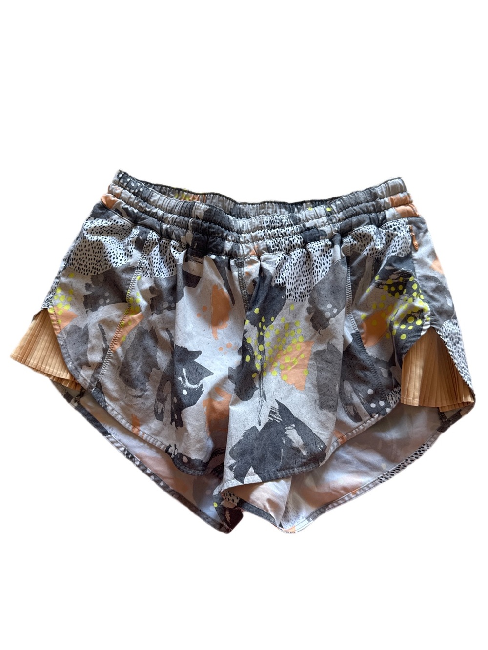 Lululemon Gray Multicolor Printed Lined Running Shorts Size 6